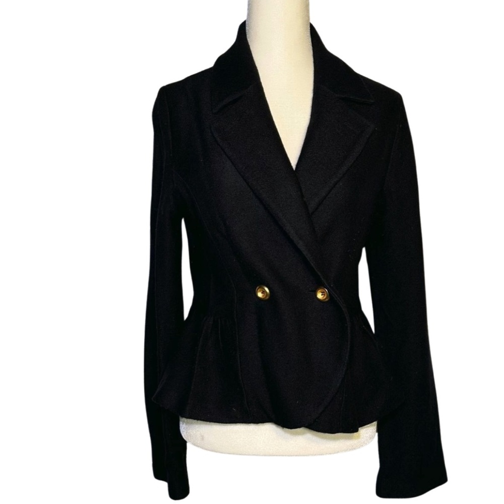 BCBGMAXAZRIA Sweater Peplum Blazer in Black Gold Button Closure in Women's Med